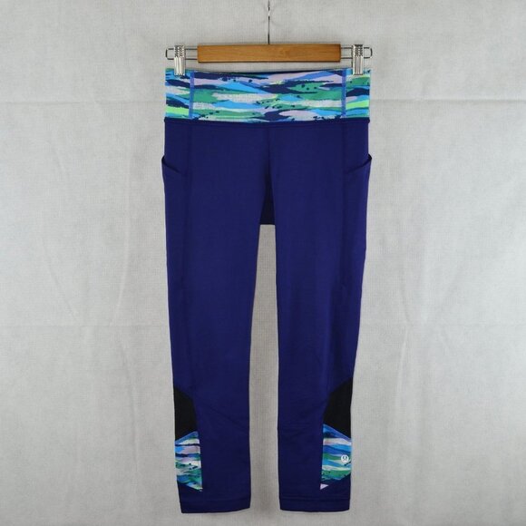 lululemon Pace Rival Crop *23" Size 4 in Hero Blue & Seven Wonders Multi - Picture 2 of 4